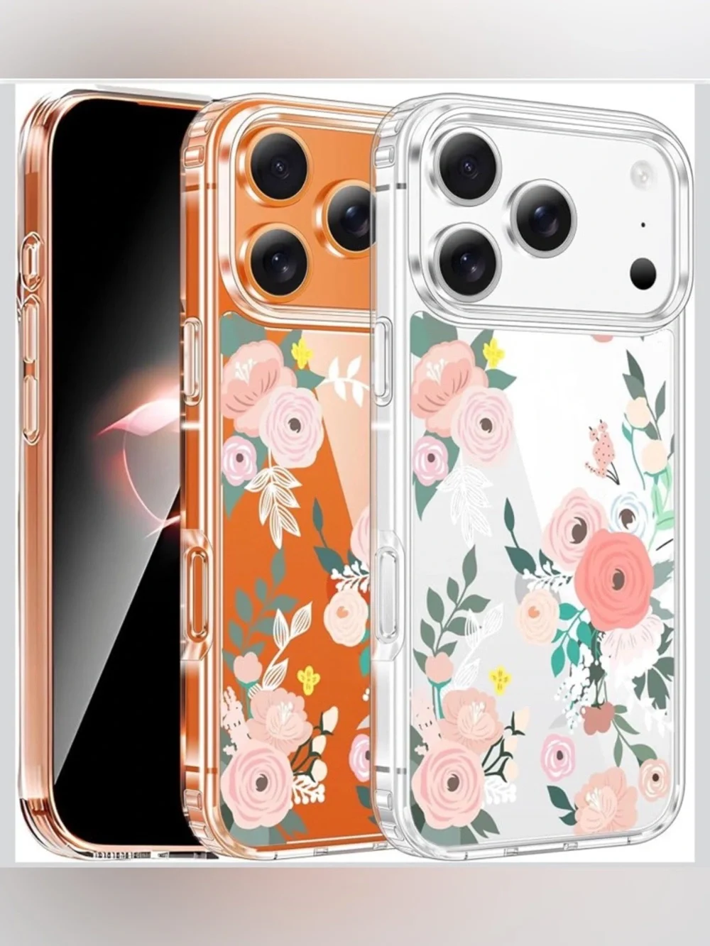 NWT~ iPhone 17 Pro Max Clear Floral Shockproof Case